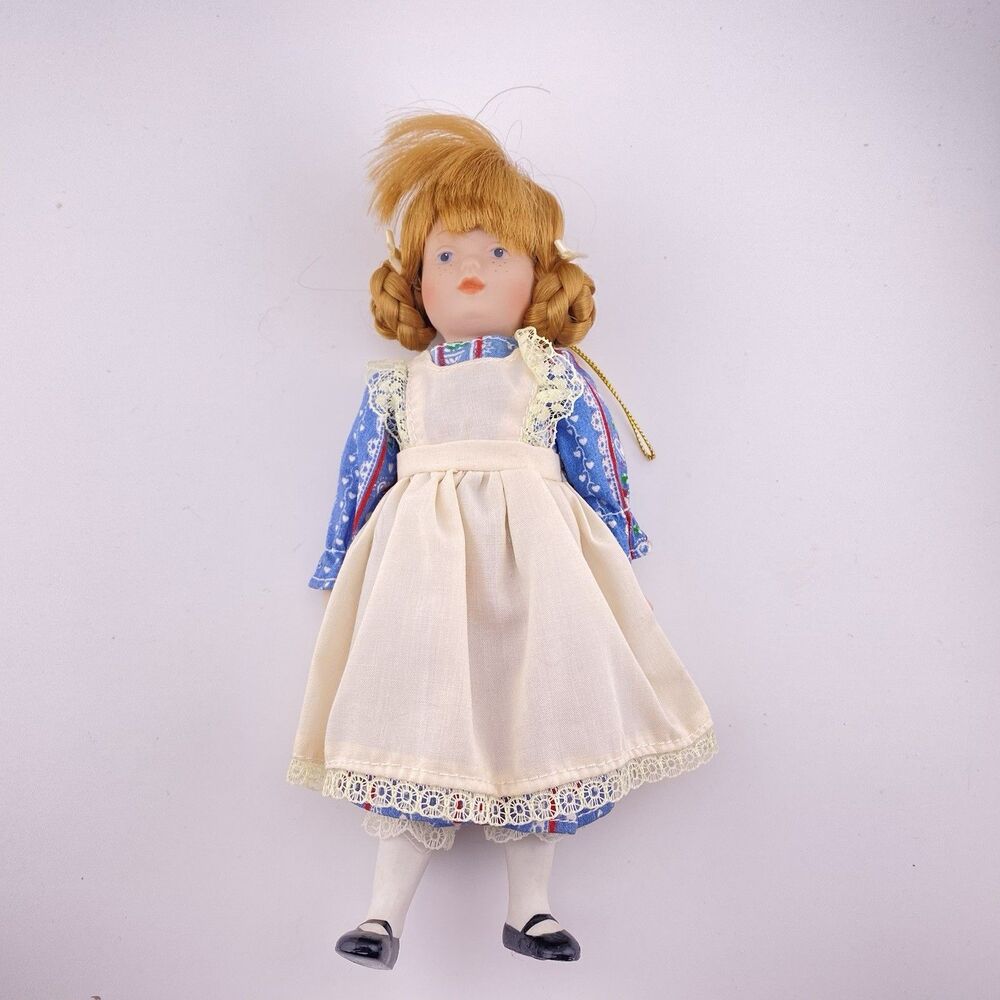 Vintage Pioneer Prairie Bisque Porcelain Doll Christmas Ornament Made in Taiwan